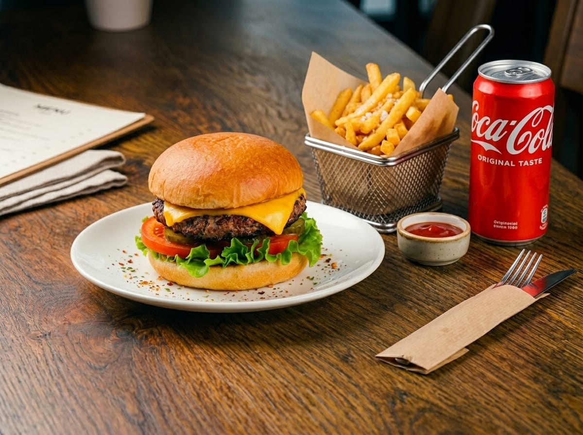 XO Classic Cheeseburger Combo with fries and a drink